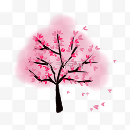 粉色樱花树樱花飞舞插图