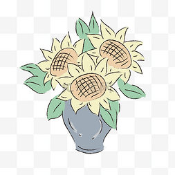 清新可爱手绘向日葵花瓶