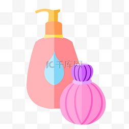 化妆品瓶子图片_粉红色洗发水插画