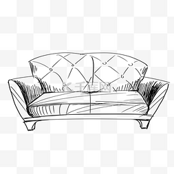 家具装饰摆件图片_舒适的线描长沙发插画