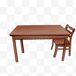 卡通木质桌椅插画
