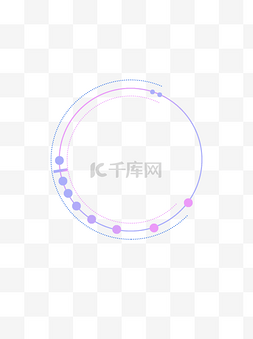 科技几何简约蓝紫色渐变圆框边框