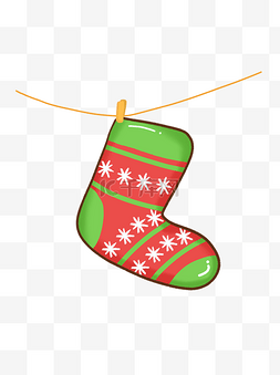 爬烟囱的圣诞老人图片_手绘圣诞节装饰可爱圣诞袜素材元