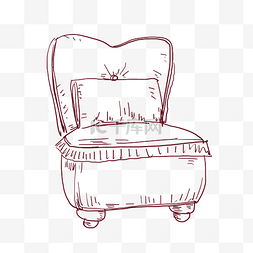 手绘线描单人沙发