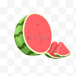 夏季水果切开的西瓜插画