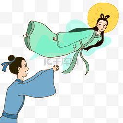 织女飞天图片_七月初七七夕手绘卡通牛郎织女元