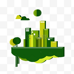 城市绿色楼房插图