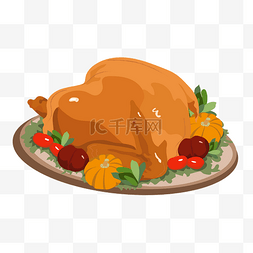 感恩节食物图片_卡通感恩节火鸡大餐矢量素材