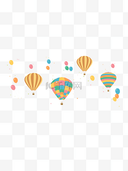 可爱卡通彩色热气球矢量海报漂浮