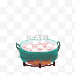 煮着元宵汤圆的火炉子卡通png素材