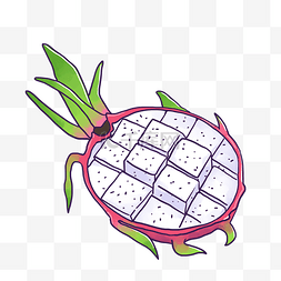 果蔬切块图片_卡通手绘半个切开的火龙果PNG免抠