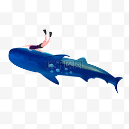梦幻蓝鲸潜水主题手绘