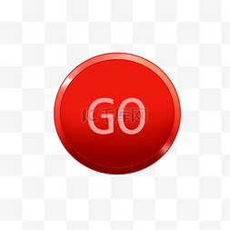 按钮插画图片_手绘红色GO按钮插画