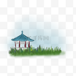 古典建筑手绘图片_中国水墨手绘风景