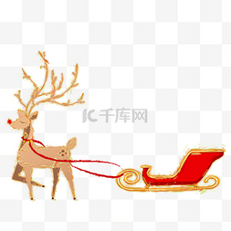 雪橇图片_圣诞节麋鹿雪橇卡通素材