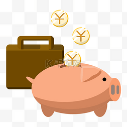 手绘小猪存钱罐图片_金融黄色的小猪插画