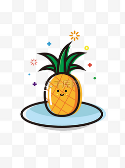 菠萝水果MBE卡通可爱夏季处暑矢量