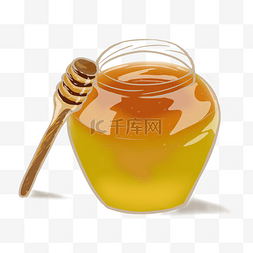 食物手绘食物图片_蜂蜜花蜜养生滋补食物手绘蜂蜜罐