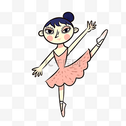 手绘矢量卡通可爱跳舞的少女舞蹈