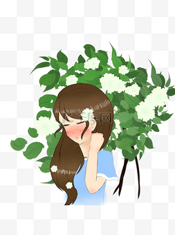 手绘花朵花朵图片_花儿与少年花与女孩手绘插画元素