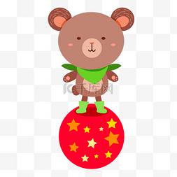 梦幻奇幻杂技表演的瑜伽球狗熊