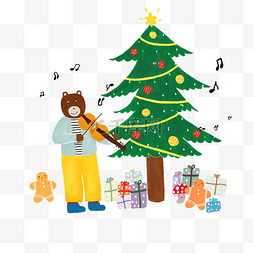 圣诞小熊小提琴音乐可爱松饼小人