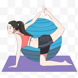 瑜伽插画图片_瑜伽房女性做瑜伽插画