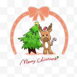 merry图片_可爱小麋鹿圣诞节花环松树棒棒糖