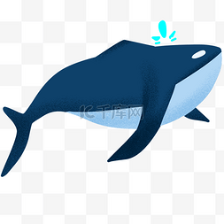可爱手绘蓝色小鲸鱼