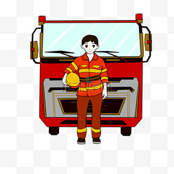 英雄创意图片_手绘的消防车插画