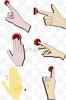 平面红色按钮手指