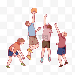 篮球图片_手绘卡通打篮球运动
