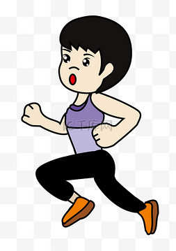 假期运动跑步奔跑中的女孩可爱卡