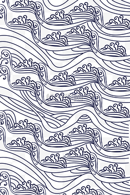 海浪礁石图片_手绘海浪底纹装饰