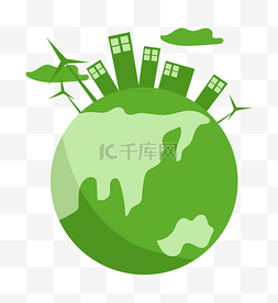 环保地球建筑插画