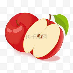 一半整个水果红色苹果