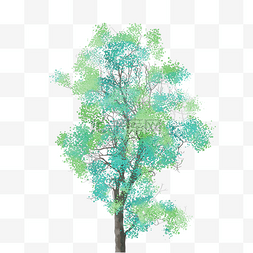 绿色古风水彩树免费下载
