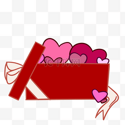 红色的礼盒和红心插画