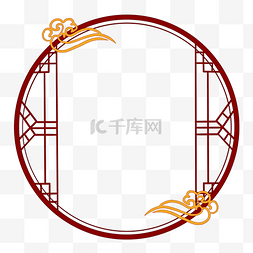 中国风边框图片_古典中国风祥云圆形窗户边框分层