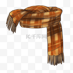 冬季围巾手绘图片_手绘卡通冬季格子围巾