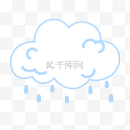 卡通蓝色云朵小雨滴插图