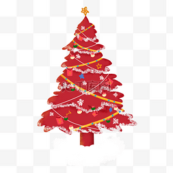 圣诞节挂满礼物的红色圣诞树