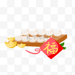中国风春节团圆饺子插画
