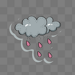 手绘乌云和雨水插画