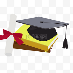 毕业季学士帽图片_带有毕业证书的学士帽