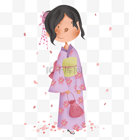 赏樱花的日本少女