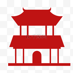 中国风红色建筑免抠图