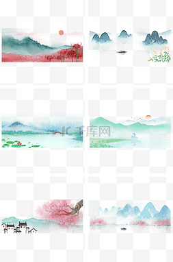 水墨山水插画图片_山水中国风水墨PNG素材