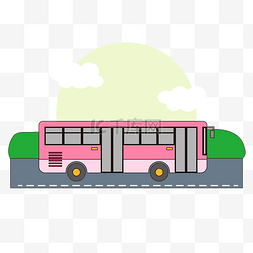 交通工具公交图片_卡通粉红色公交车