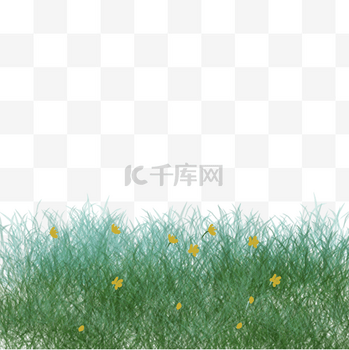 手绘卡通草地黄色小花
